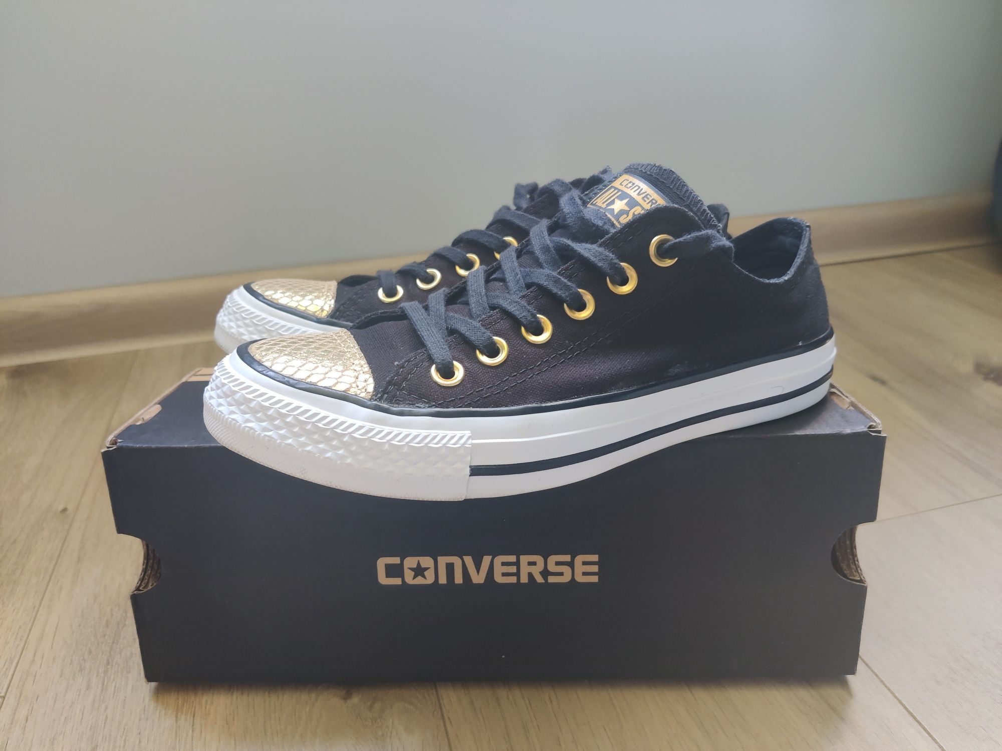 Trampki damskie converse czarne/złote rozm.37,5-38