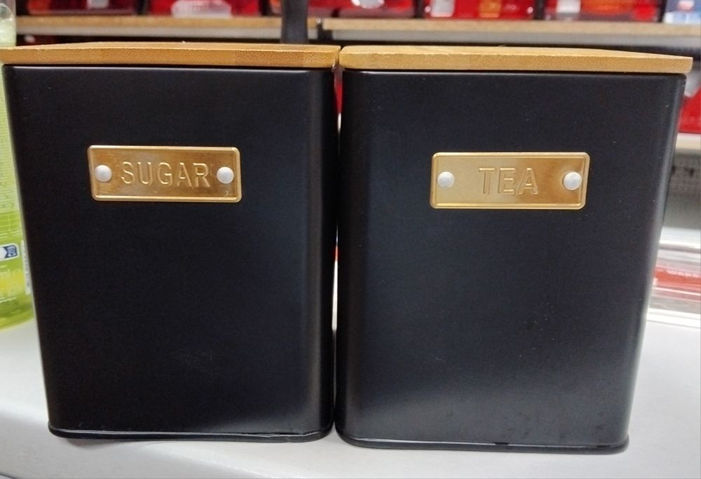 Wyprzedaż nowy zestaw 2 pojemników herbata i cukier