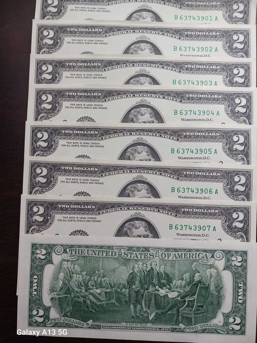 8 x 2 $ T. Jefferson men New Jork 2017 r seria "A"-po kolei mennicze