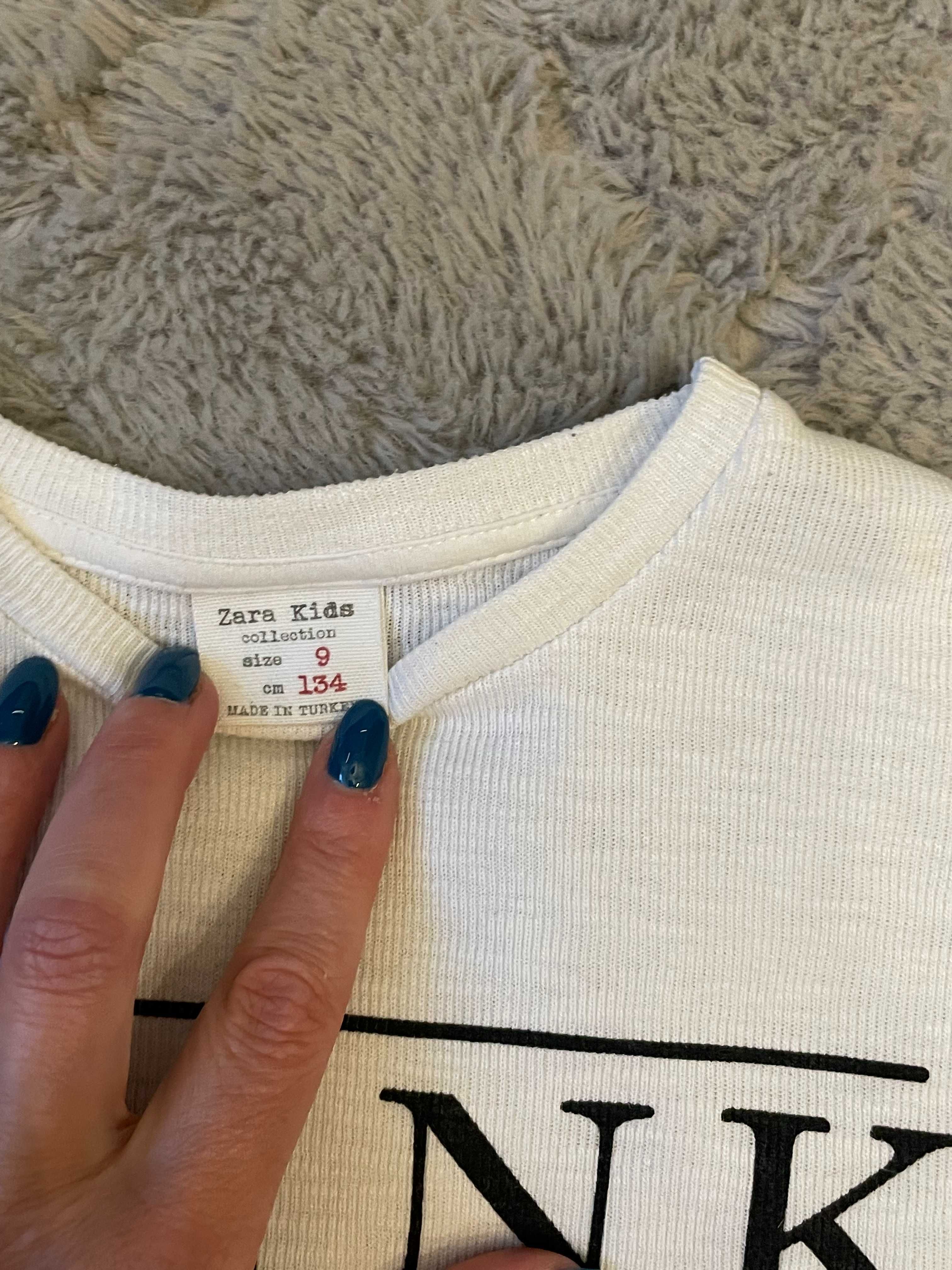 Bluzka z długim rękawem biała Zara Kids 134