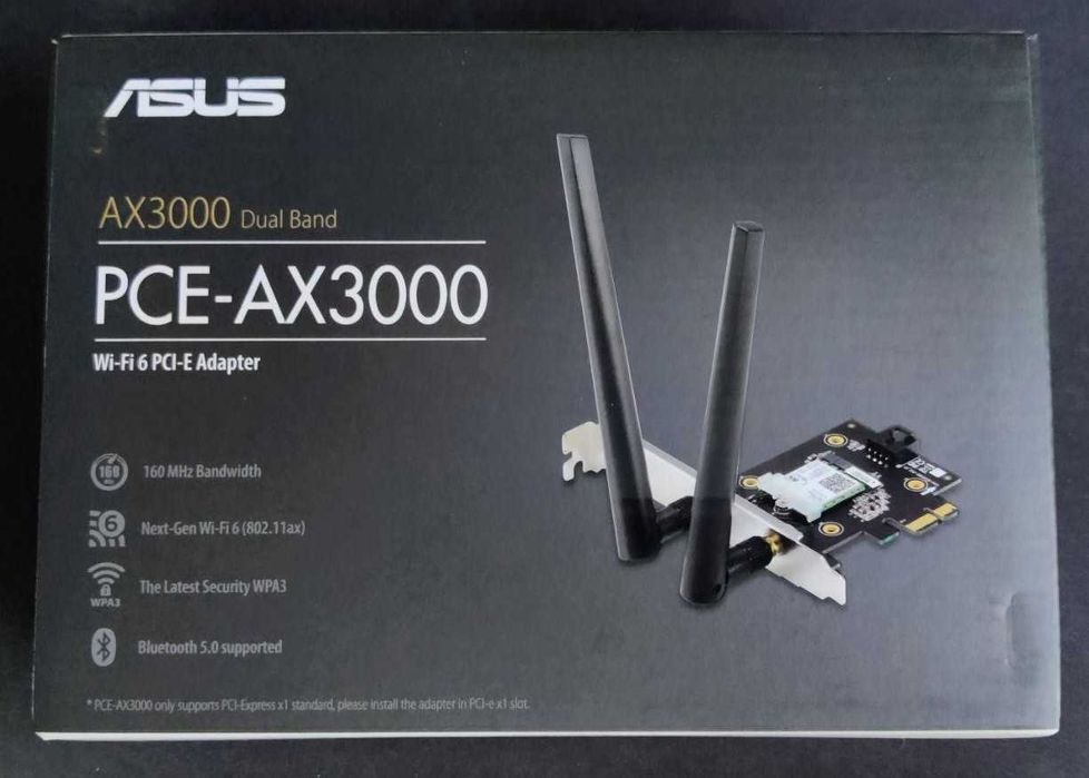 Wi-Fi/Bluetooth адаптер ASUS PCE-AX3000 wifi 6 ax, bluetooth 5, wpa3