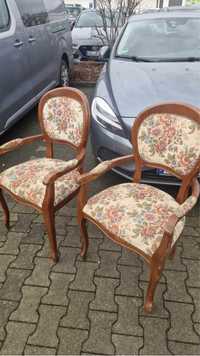 Krzesło 2 sztuki#  barok # ludwik # antyk # w kwiaty drewniane