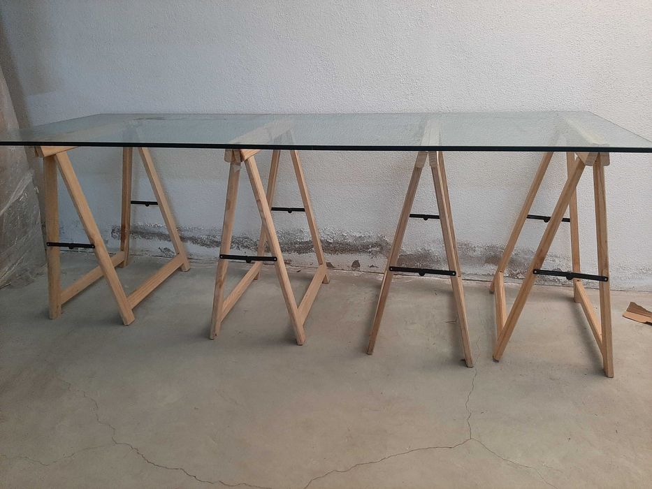 Vidro para mesa com cavaletes