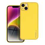 Etui LEATHER CASE skórzany do IPHONE 14 Plus żółty + Szkło