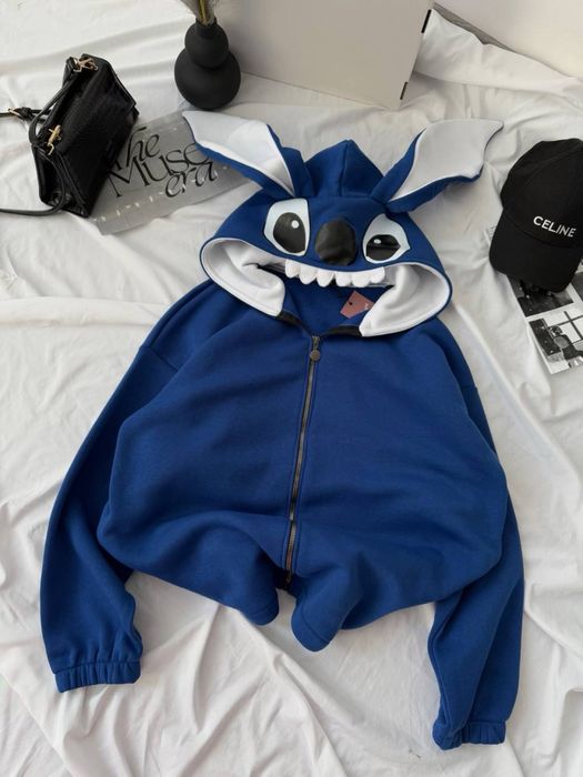 Жіночий/Чоловічий Зіп-худі з вушками Стіча тепле худи толстовка батник