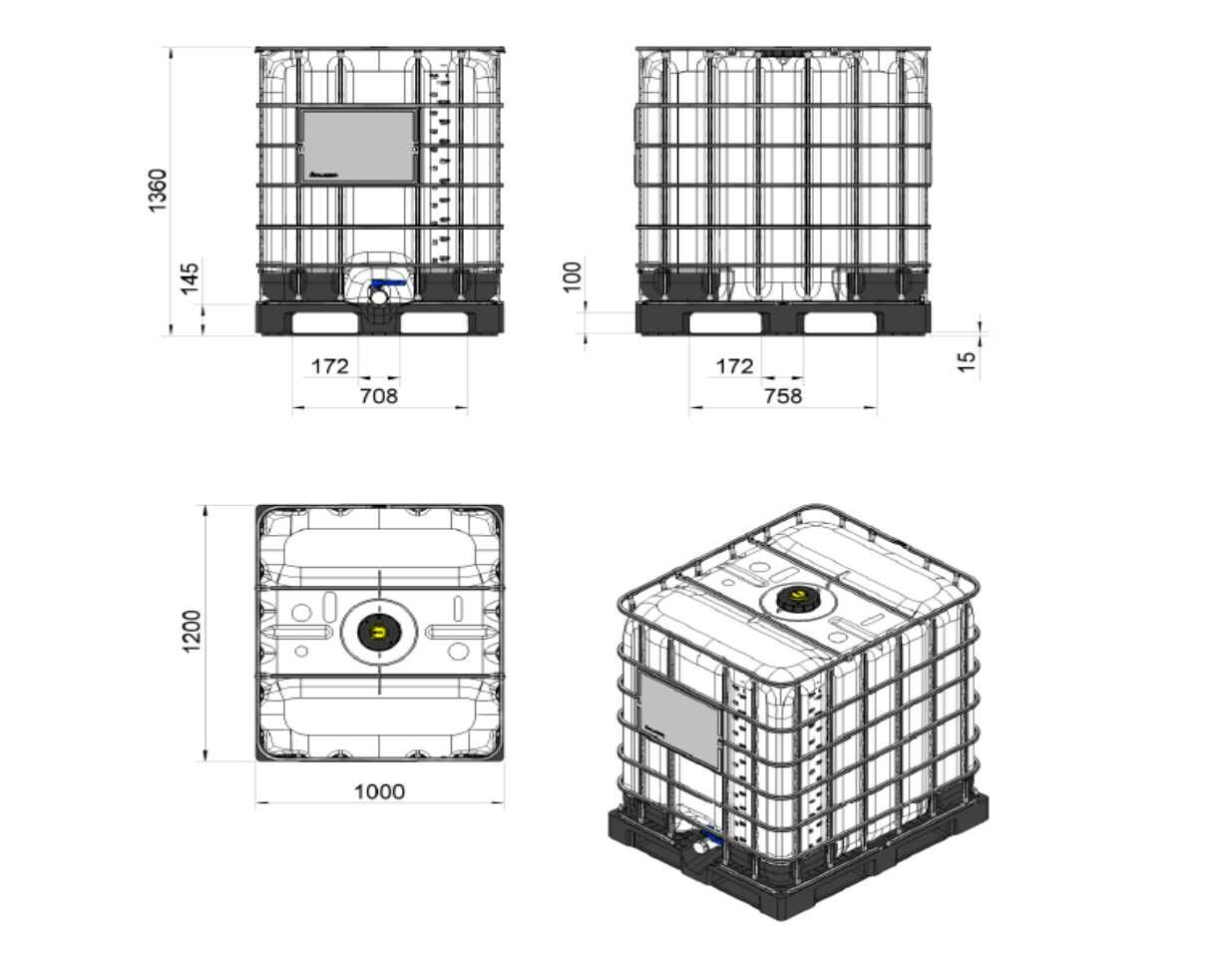 Kosz IBC mauser 1200 l  Paletopojemnik Paleta plastikowa  jak nowe