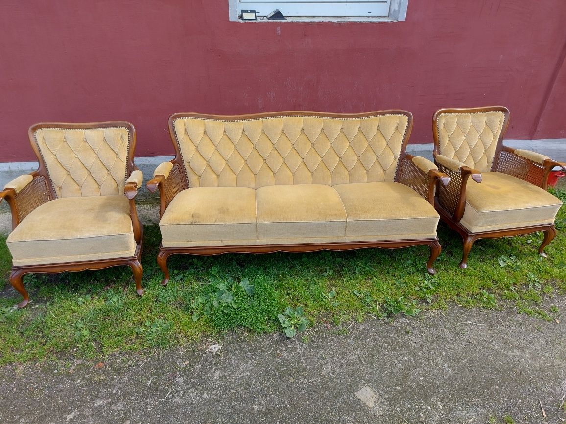 Sofa fotel komplet zestaw chippendale ludwikowski