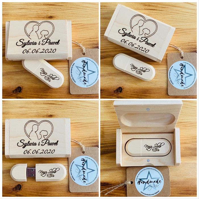 *Drewniany pendrive z grawerem GRATIS! Ślub/Wesele/Komunia/Chrzest*