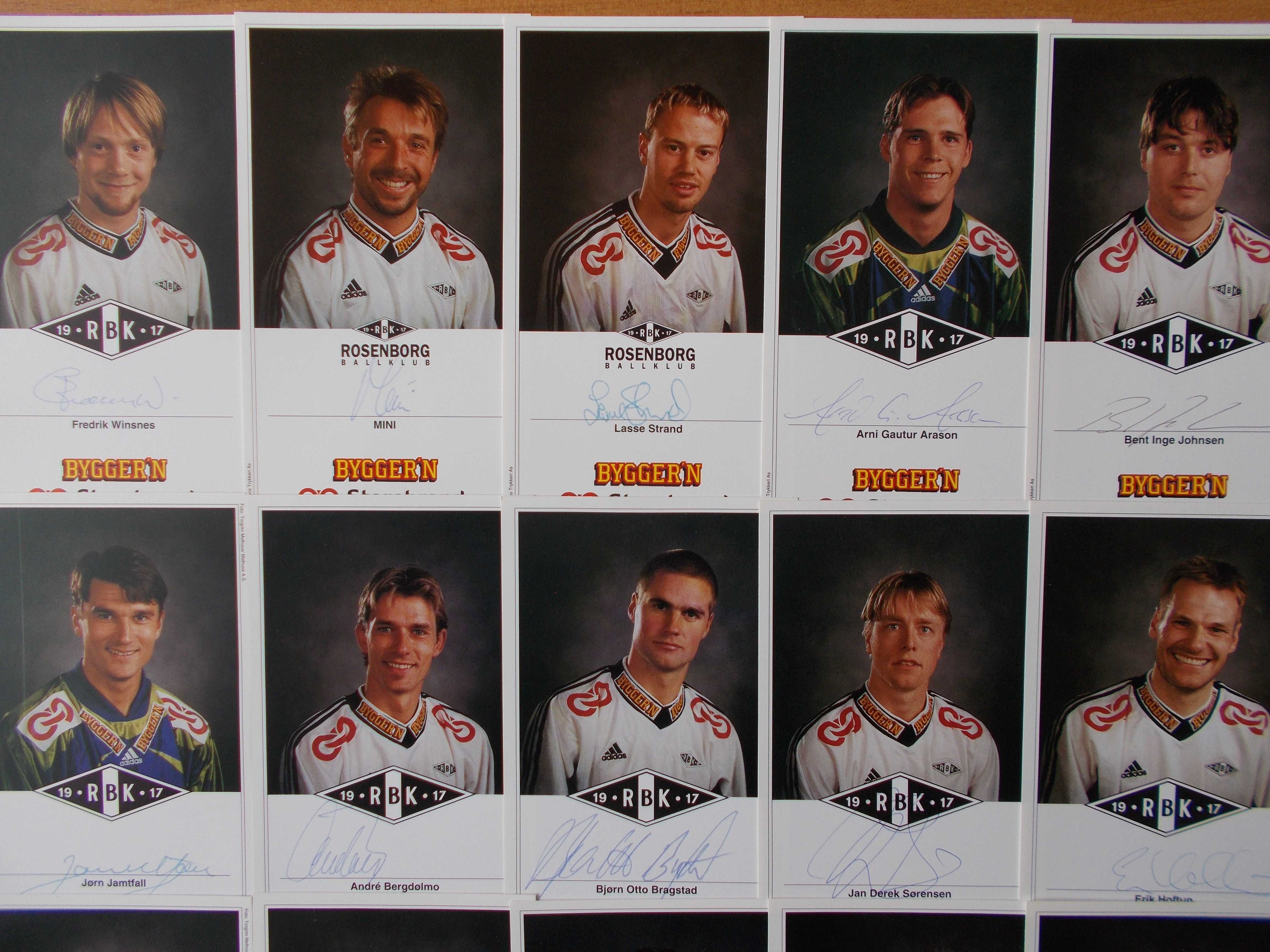 Rosenborg Trondheim - karty piłkarzy + autografy (2000 r.)