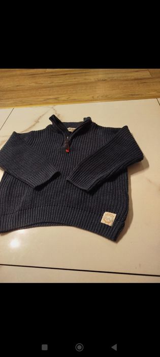 H&M sweter że stójka 92 100% bawełna granatowy