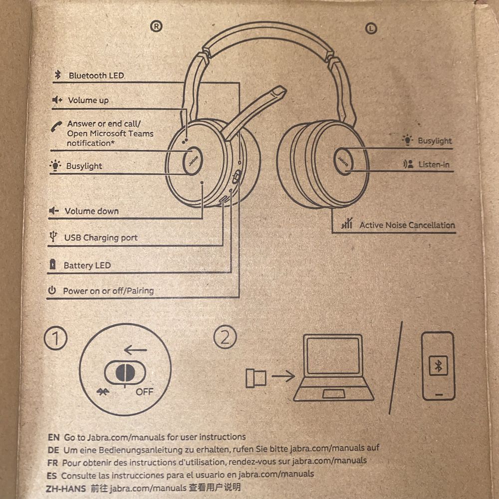 Продам нові навушники Jabra Evolve2 75, Link380a MS Stereo Stand Black