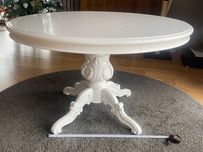 Stół okrągły biały lite drewno 120 cm szer.