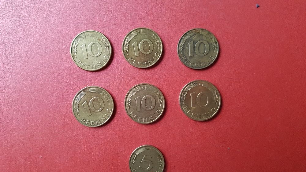 10 Pfennig 1986 oraz inne roczniki mosiądz powlekana