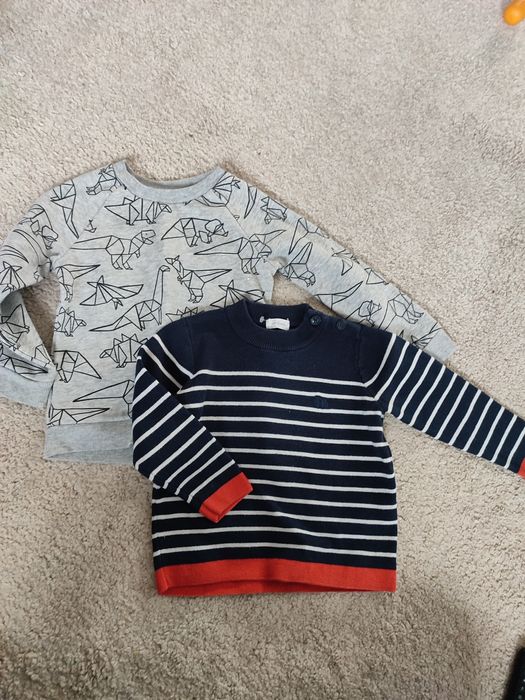98 sweterek sweter granatowy szary popielaty bluza dinozaury