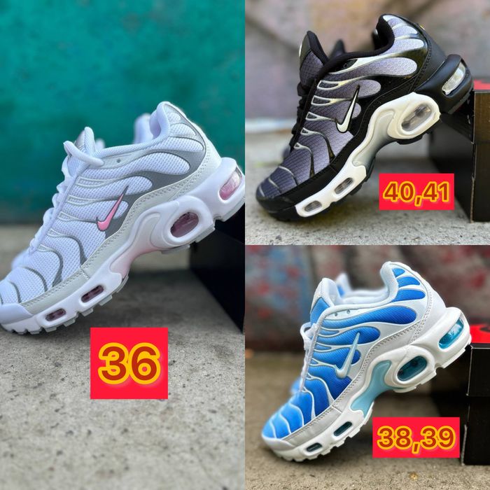 Кросівки, кроссовки Nike Air Max Tn Plus Grey White Black Blue Pink