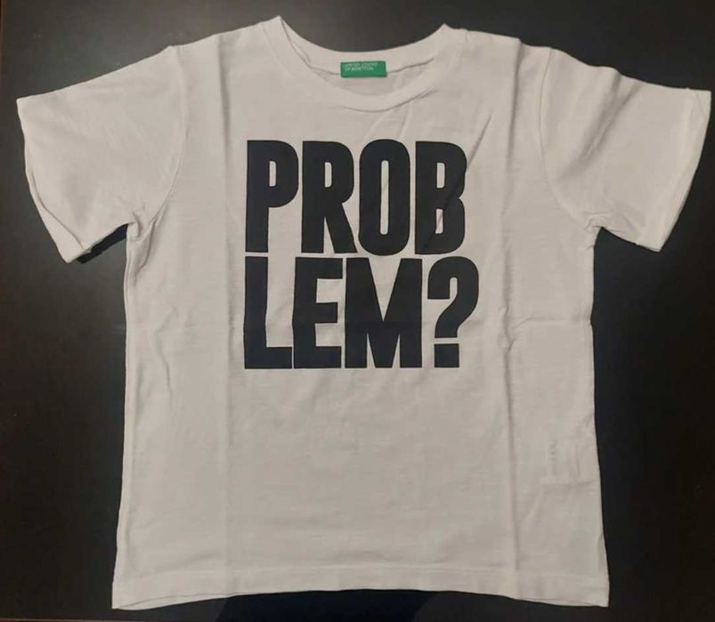 T-shirt manga curta, branca, Benetton, 6-7 anos, excelente estado