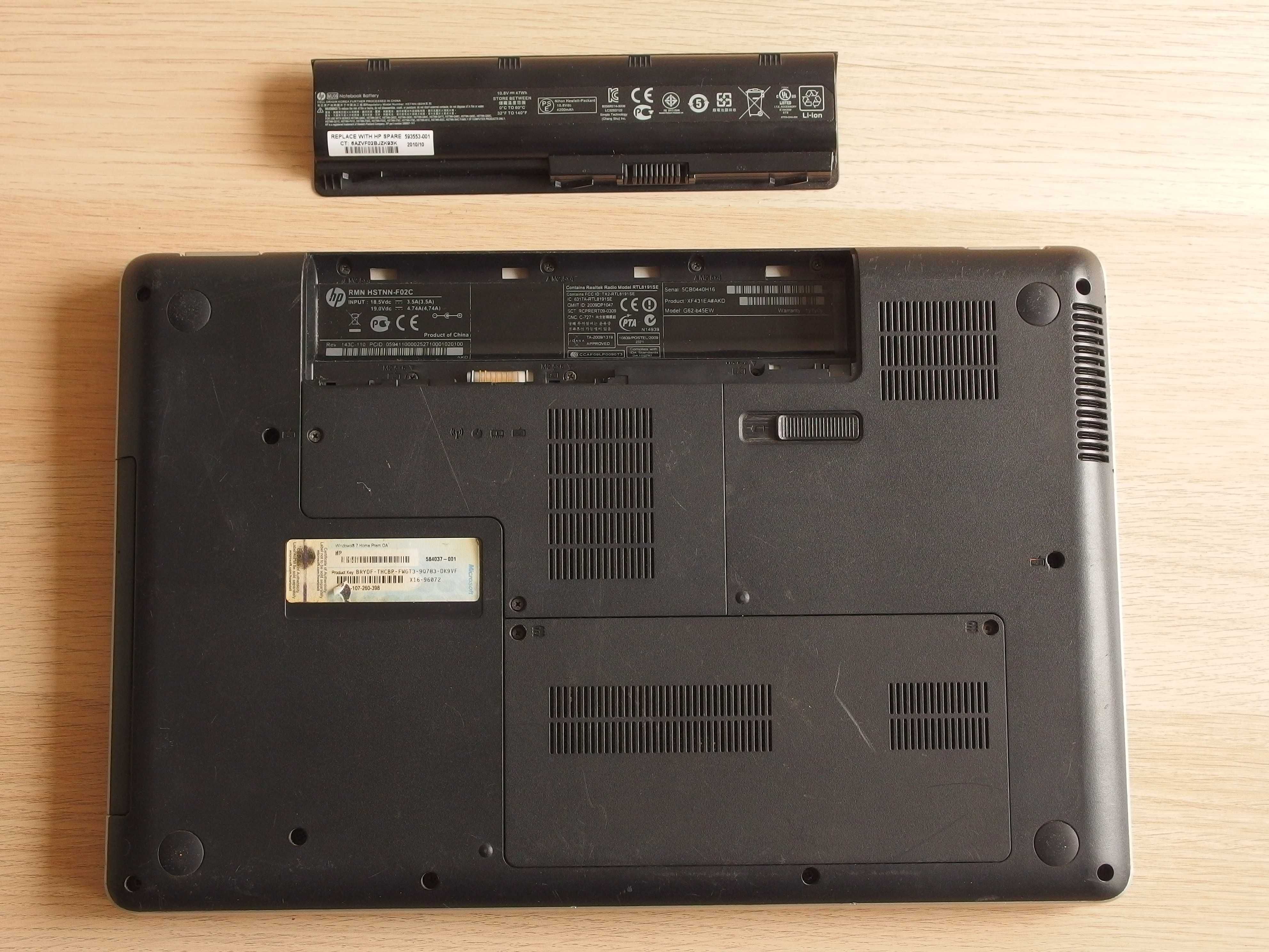 Laptop HP G62-b45ew Turion P540 + bateria MU06