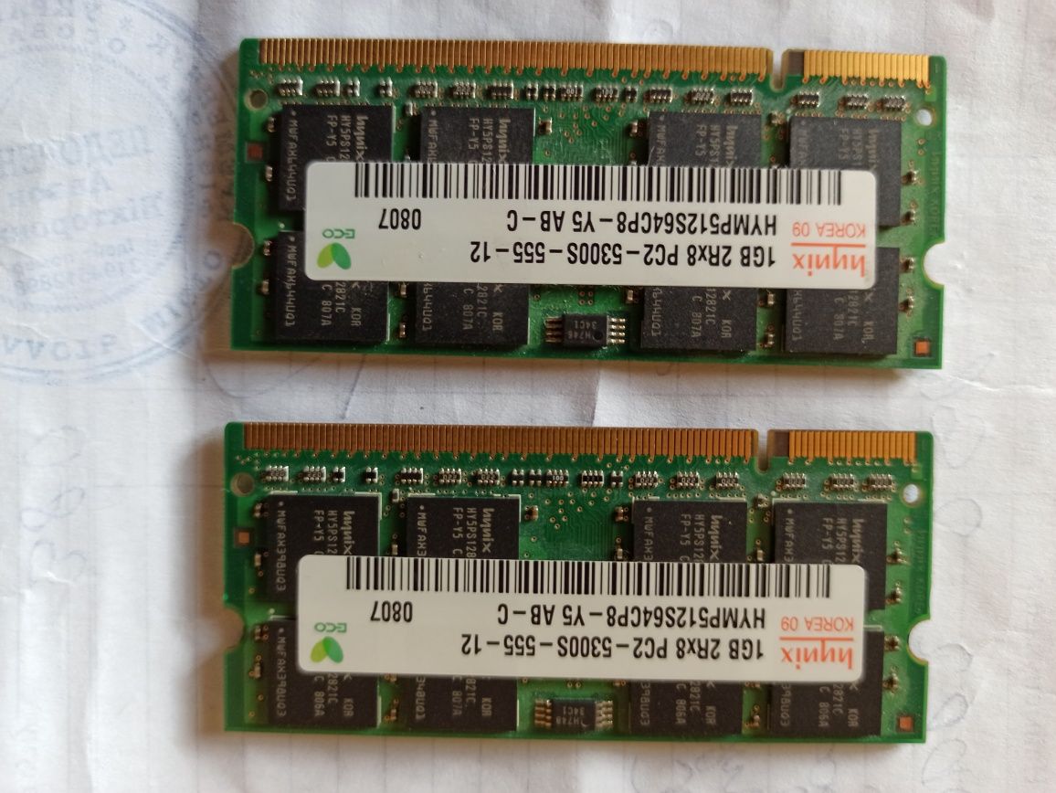 Оперативна пам'ять SODIMM DDR2 1Gb pc2-5300s