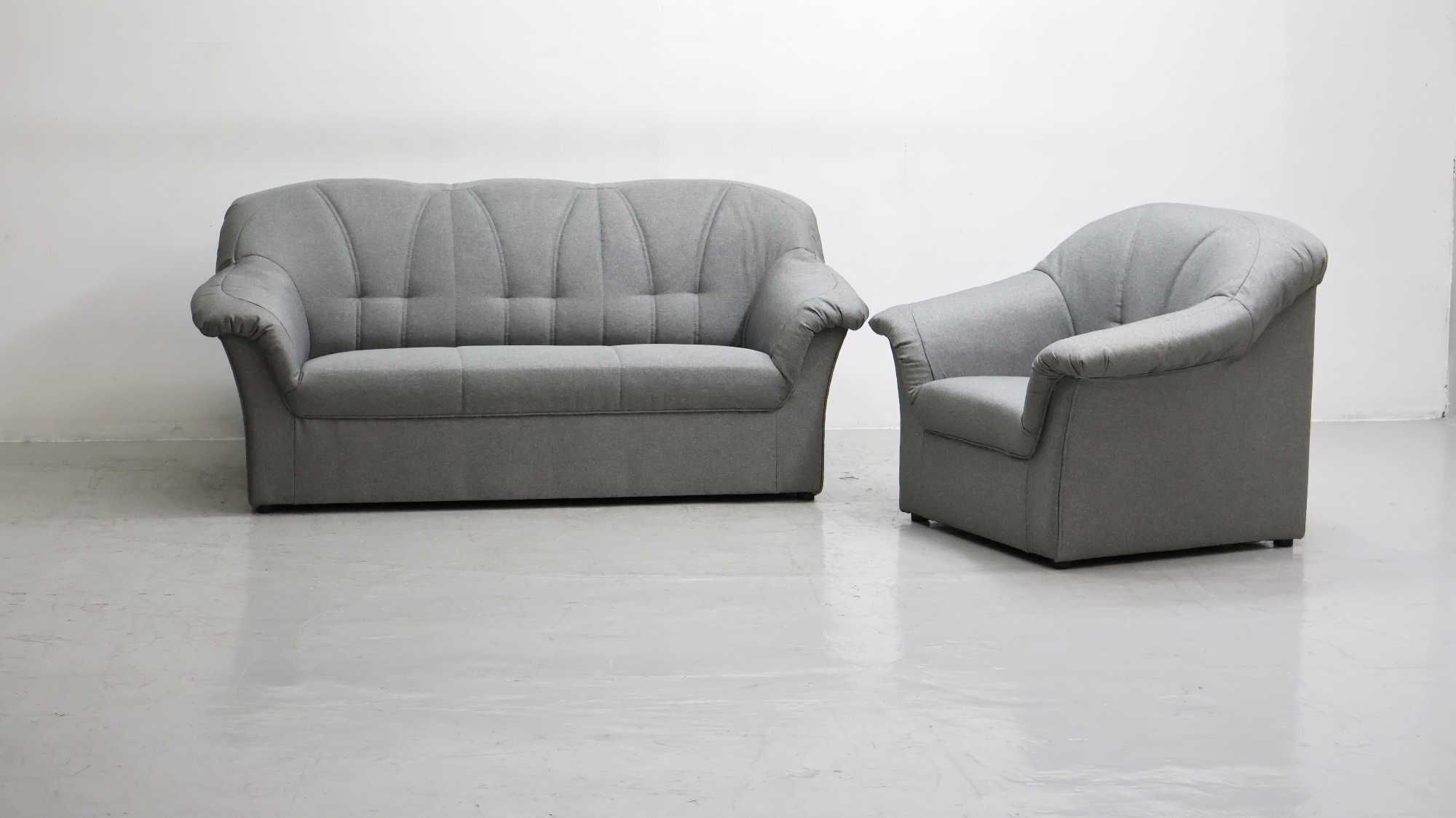 SEO nowy komplet 3+1 SOFA KANAPA zestaw z szara tkanina - salon