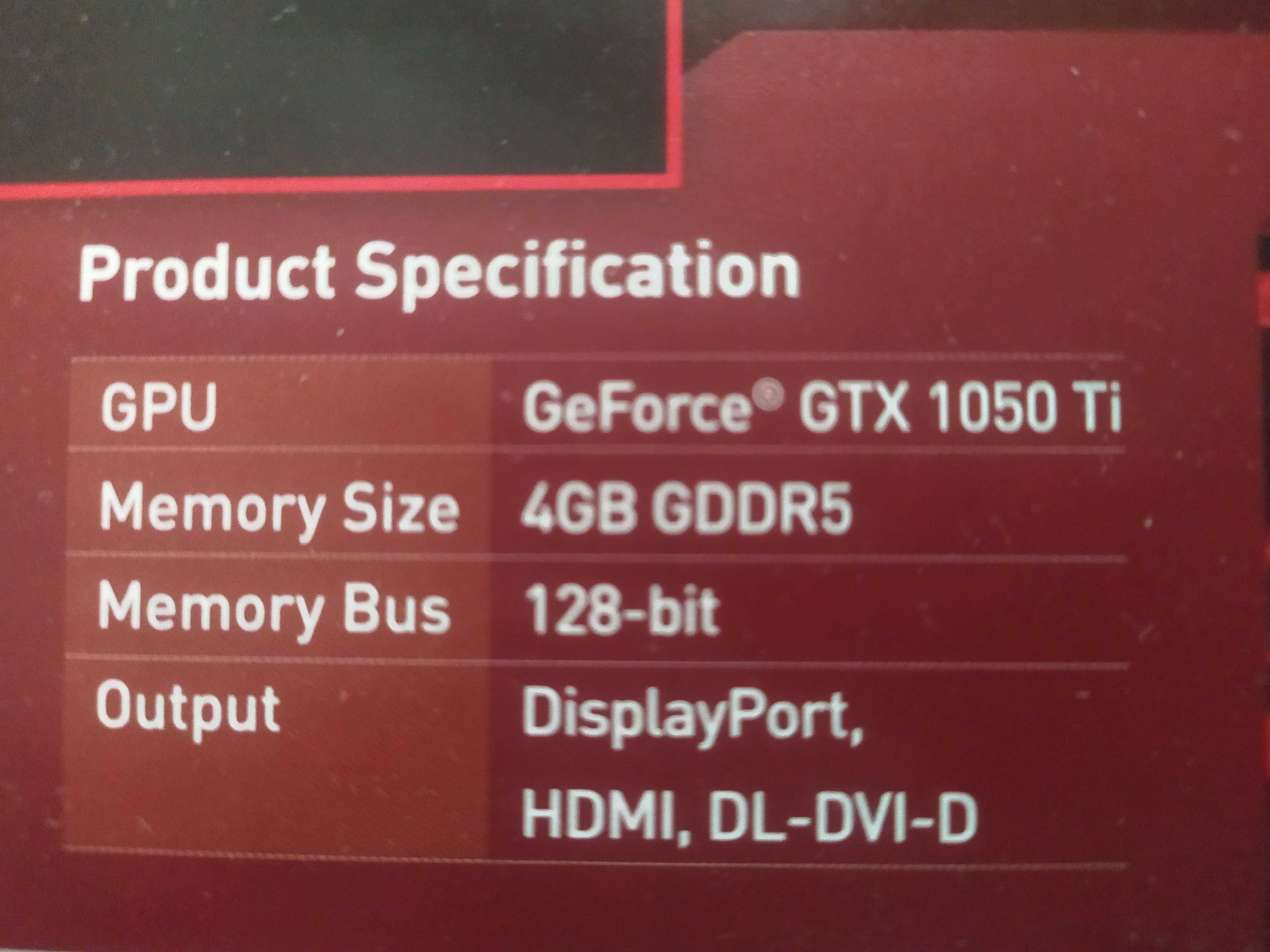 Видеокарта MSI GeForce 1050Ti Gaming X 4GB