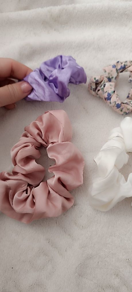 Conjunto de 4 Scrunchies de Chiffon Neon Vintage - Elásticos cabelo