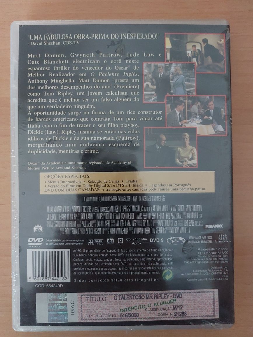 DVD NOVO / Original / SELADO - O Talentoso Mr. Ripley