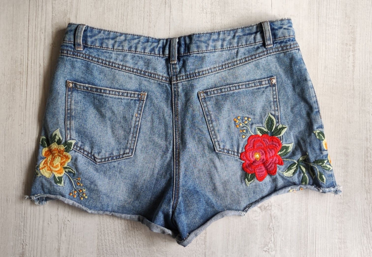 Szorty damskie krótkie spodenki z kwiatami 12 jeans jeansowe 40