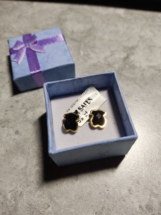 Kolczyki misie, czarne, 8-9mm