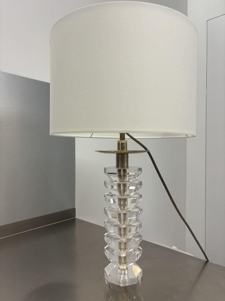 Unikatowa Lampa Lucite und Brass Karl Springer 1970 Hollywood Regency