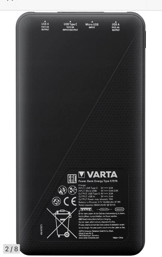 Розпродаж!!! Павербанк Varta Energy 10000 mAh 57976