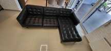 Narożnik Ikea LANDAKRONA czarny skóra licowa sofa 3 os z szezlongiem