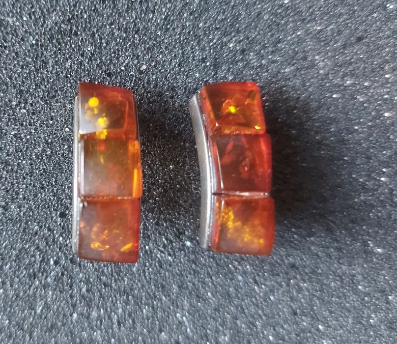 Серьги серебро с янтарем