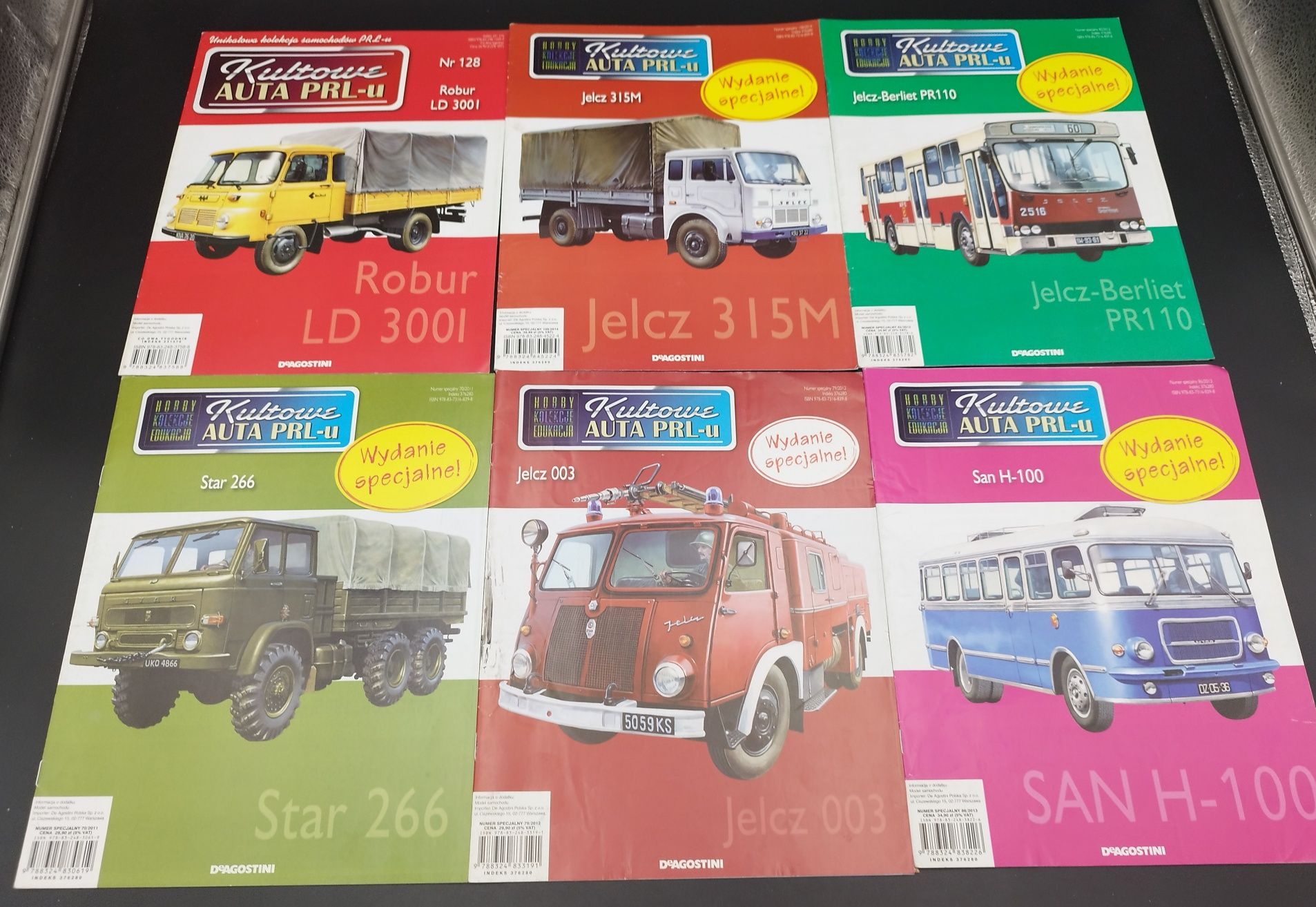 Sprzedam zestaw 6 gazetek serii kultowe auta PRL ( bez modeli )