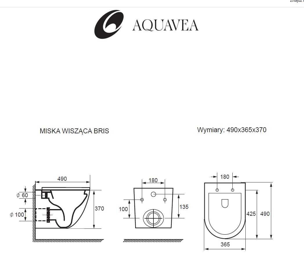 Miska Aquavea Bris MIS-BIA-01 + deska wc wolno opadająca gratis