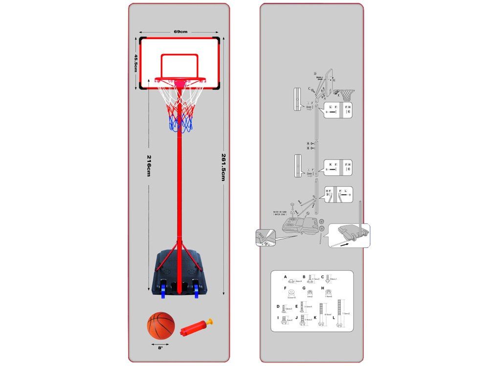 Tablica do Kosza koszykówka + piłka pompka SP0701