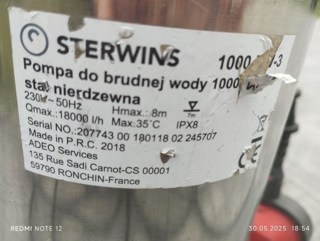 Pompy Sterwins 18000/h 1000w
