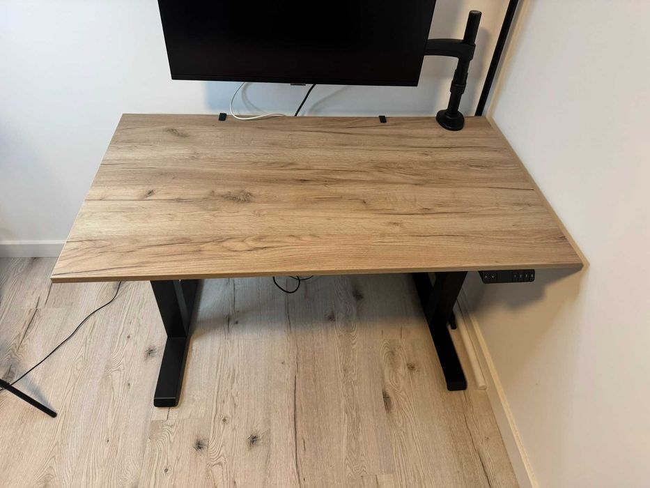 Biurko regulowane elektryczne 73-121 cm dąb arctic czarna noga