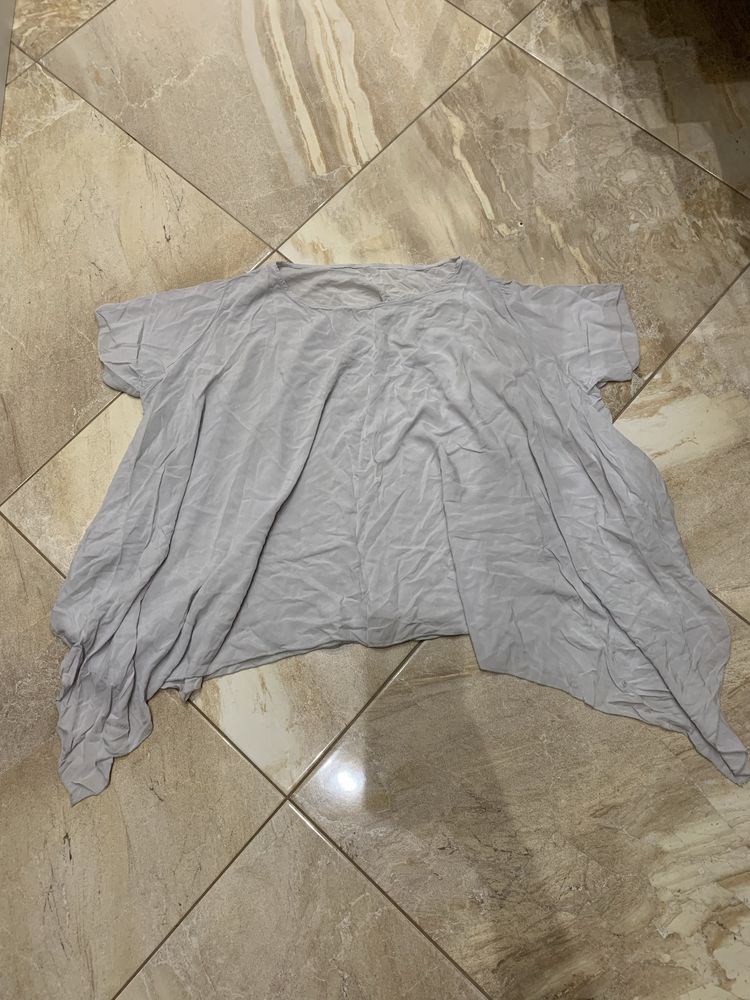 Szara luźna oversize bluzka / koszulka na krótki rękaw