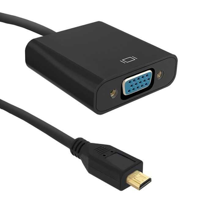 Qoltec Adapter Micro HDMI D męski / VGA żeński | 0,2m