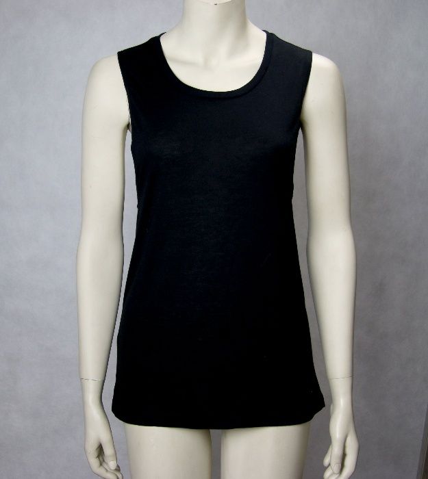 czarna koszulka t-shirt tank top z głęboko wyciętymi bokami pachami L