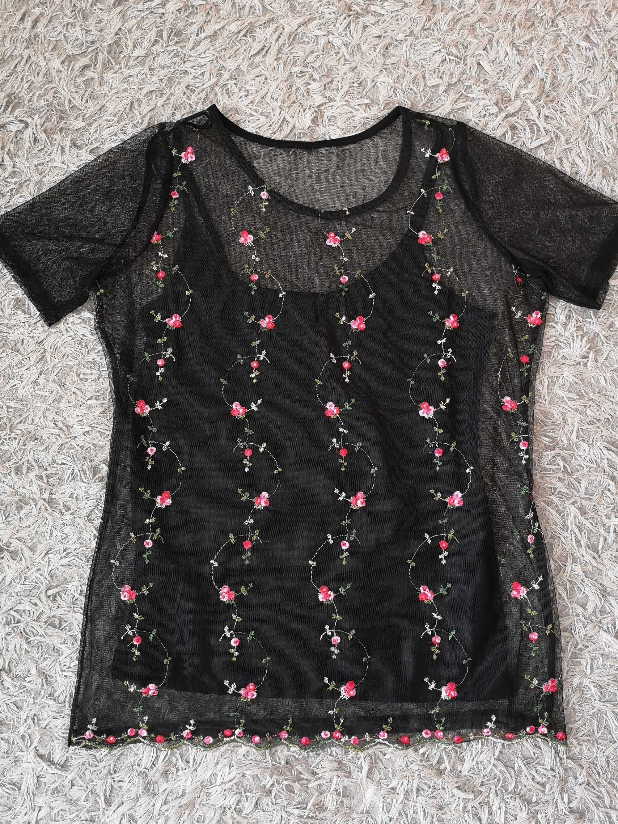 Koszulka siateczkowa z haftem + top Orsay r.38 (M)