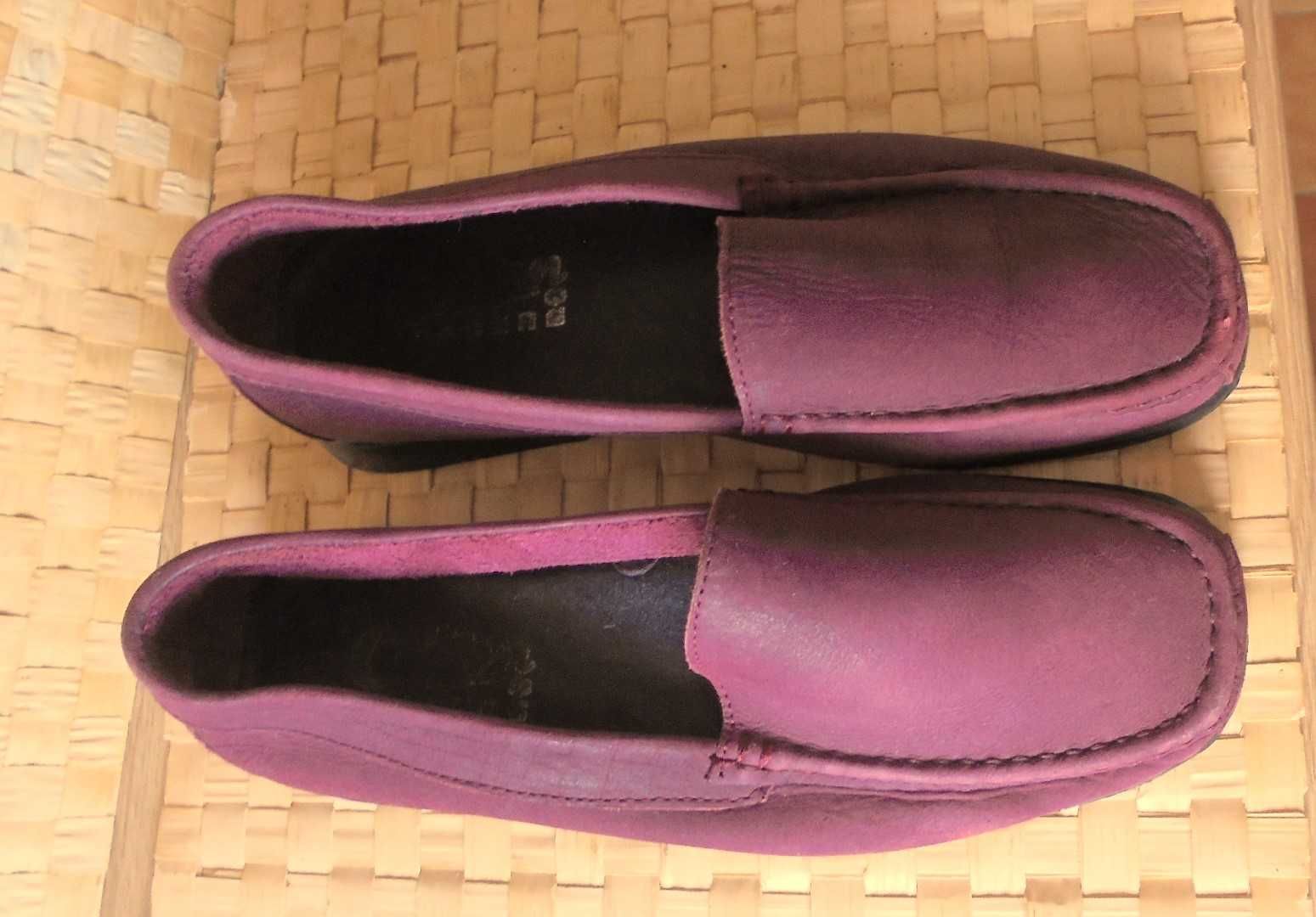 Mokasyny bordo skóra