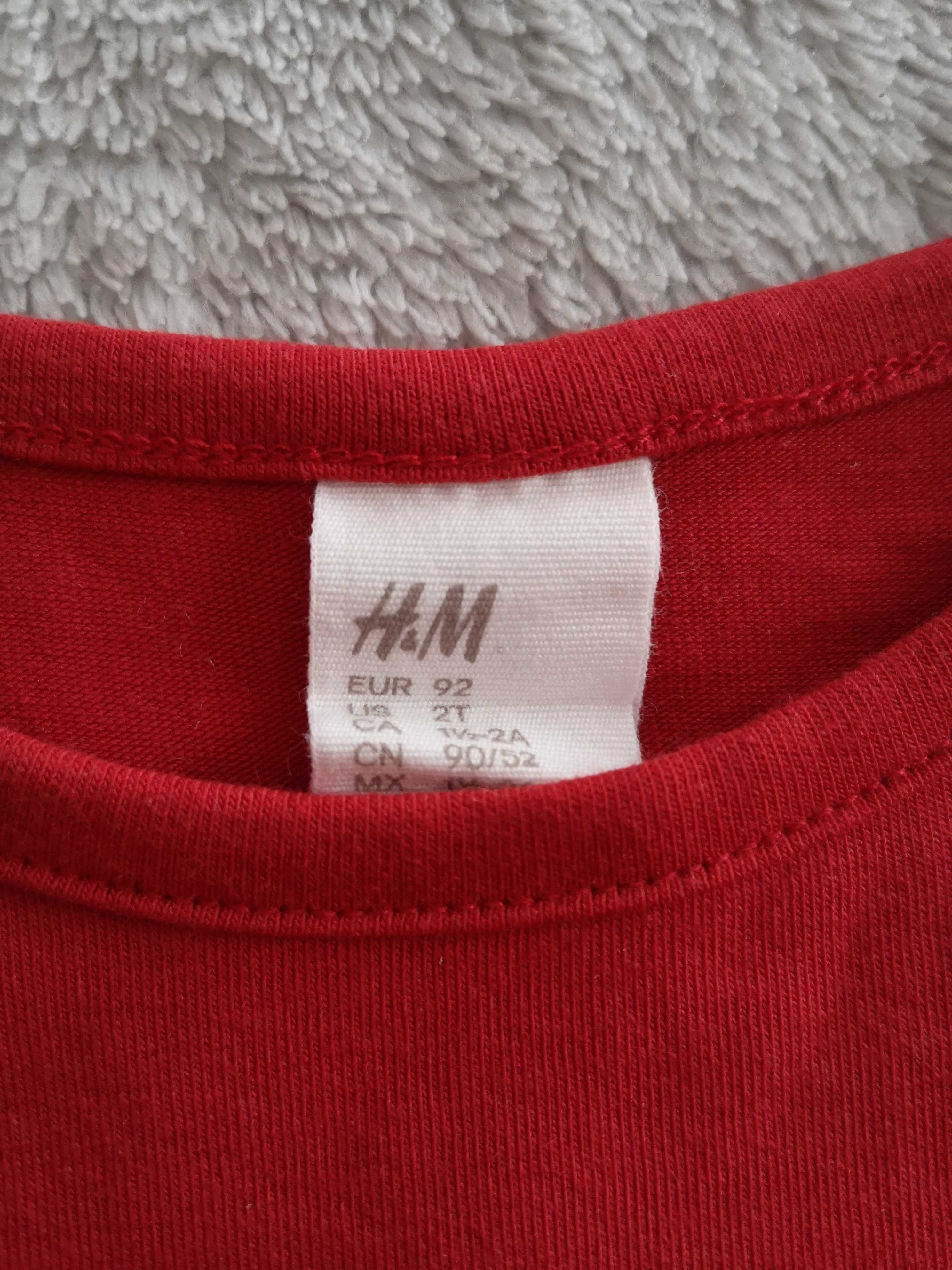 Czerwona elegancka tiulowa brokatowa sukienka H&M 92 jak nowa