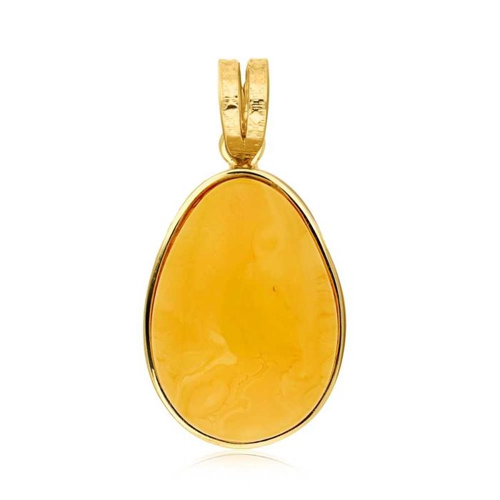 Pozłacana zawieszka z bursztynem pr.925