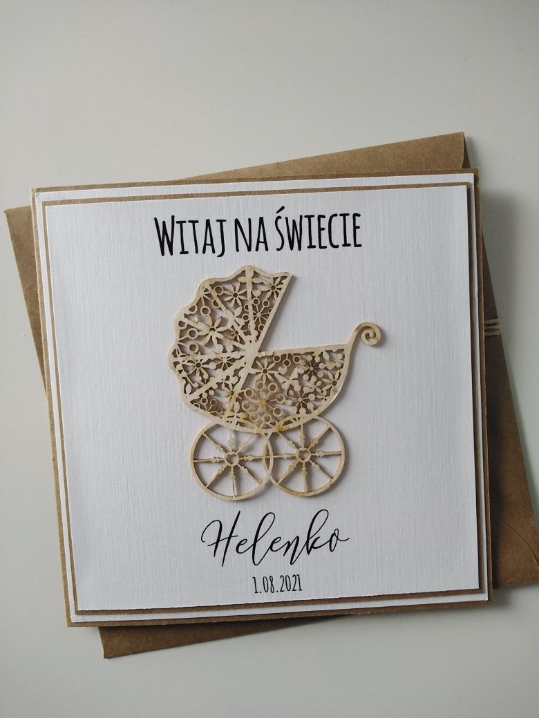 Kartka z okazji narodzin dziecka, baby shower, ręcznie robiona