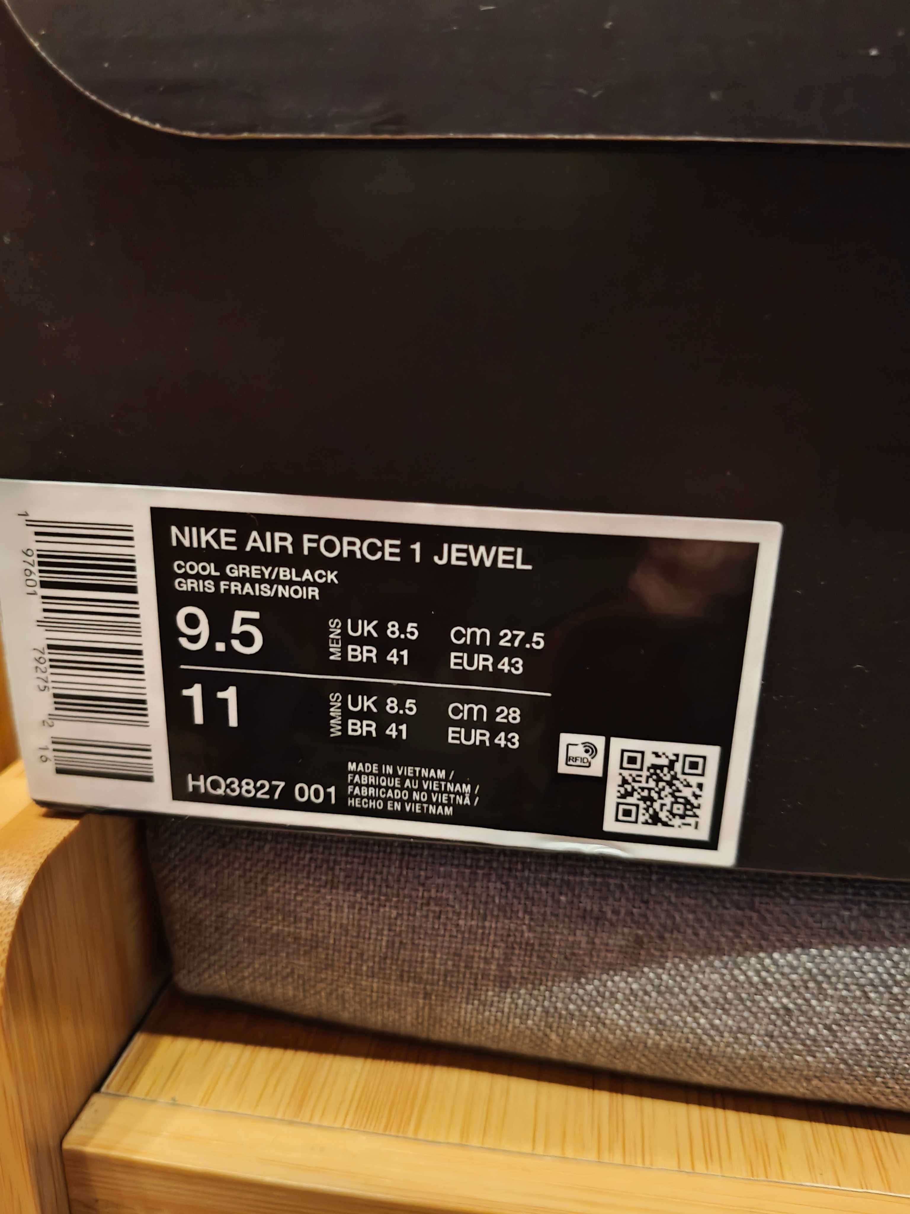 Buty NIKE AIR FORCE 1 JEWEL - szare- skóra naturalna zamszowa