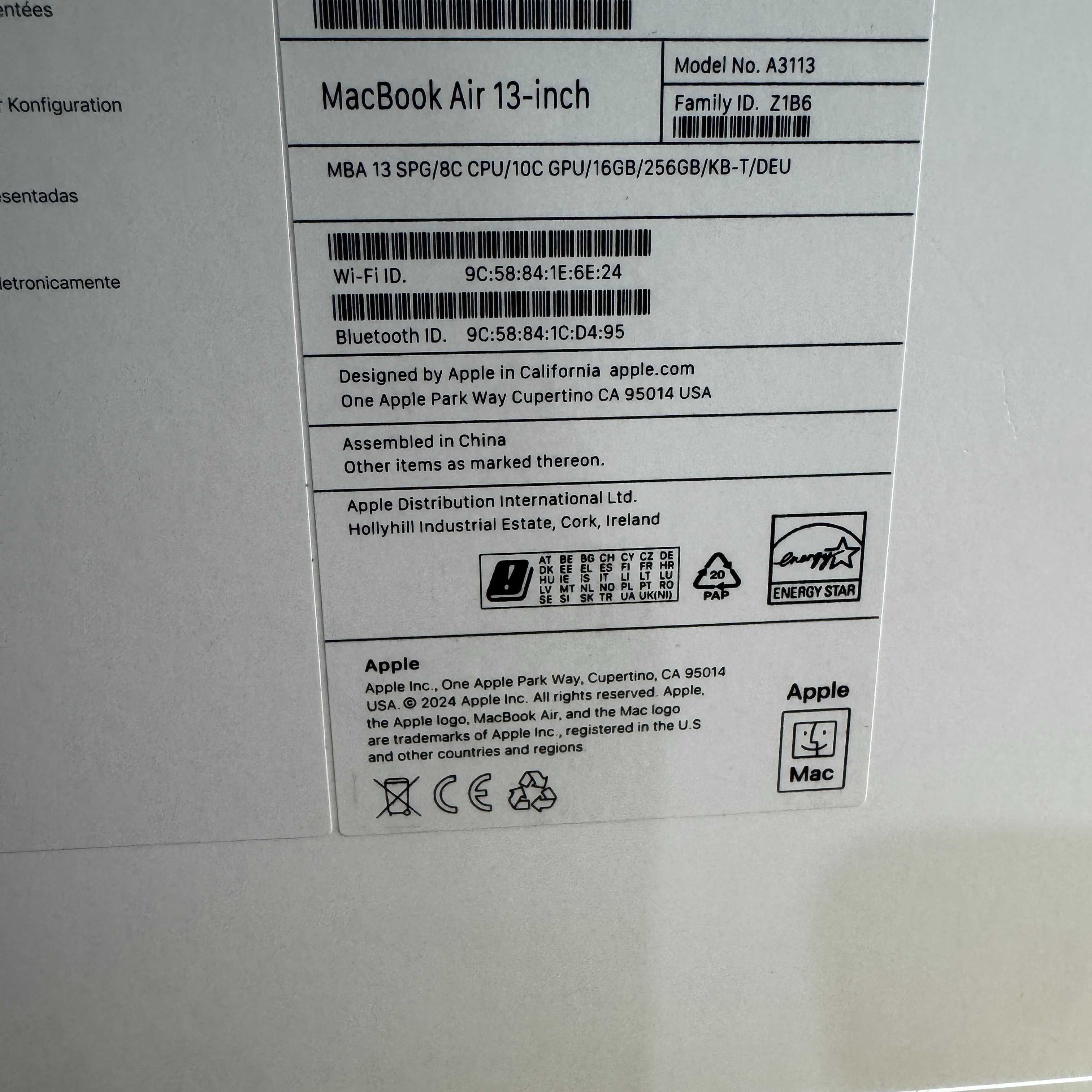 CUSTOM NEW! Apple MacBook Air 13 2024 (M3|16Gb | 256Gb SSD|10 coreGPU)