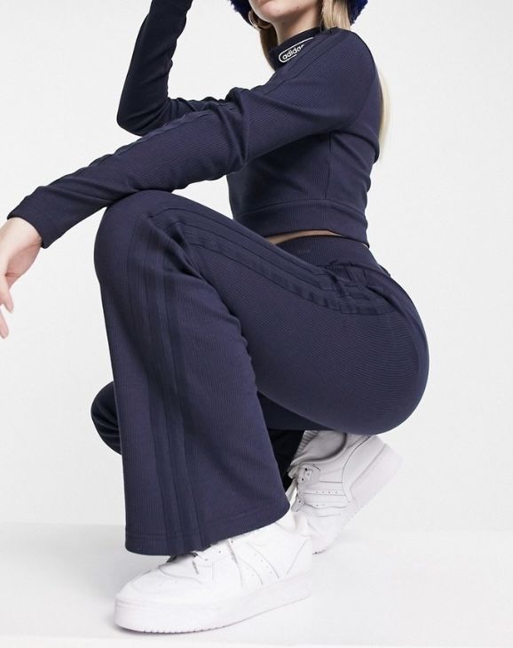 Spodnie dzwony Adidas XS vintage wysoki stan flare dresy legginsy