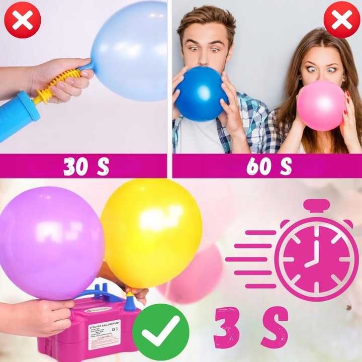 Mocna Pompka Do Pompowania Dmuchania Balonów Elektryczna 2 Dysze
