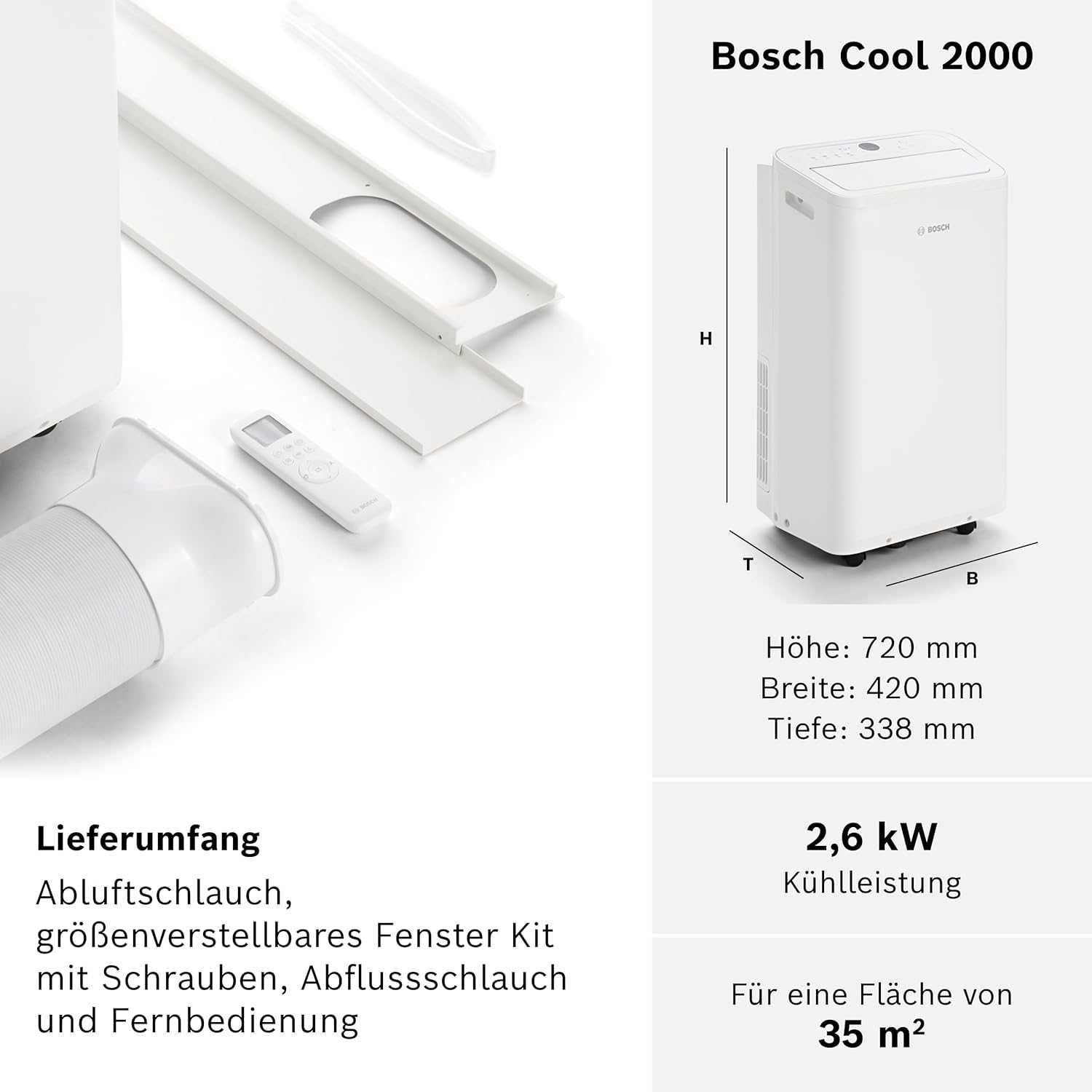 Bosch Cool 2000 Portable AC-3 в 1:кондиціонер,осушувач,вентилятор